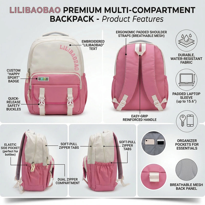 Girls Pink Lilibao School Backpack Trending Accessories