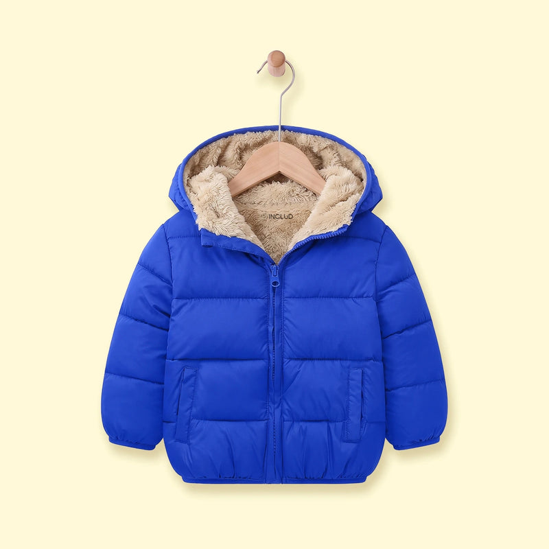 Boys Royal Blue Hooded Zip-up Puffer Jacket Coats & Jackets Royal Blue 1-2 Y