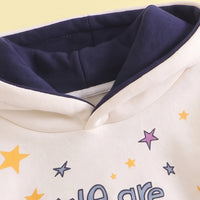 Girls Blue Star Print Typographic Sweatshirt & Pants Sets Sets