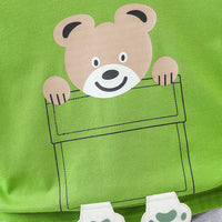 Boys Green Printed T-shirt with Grey Melange Shorts Set Sets
