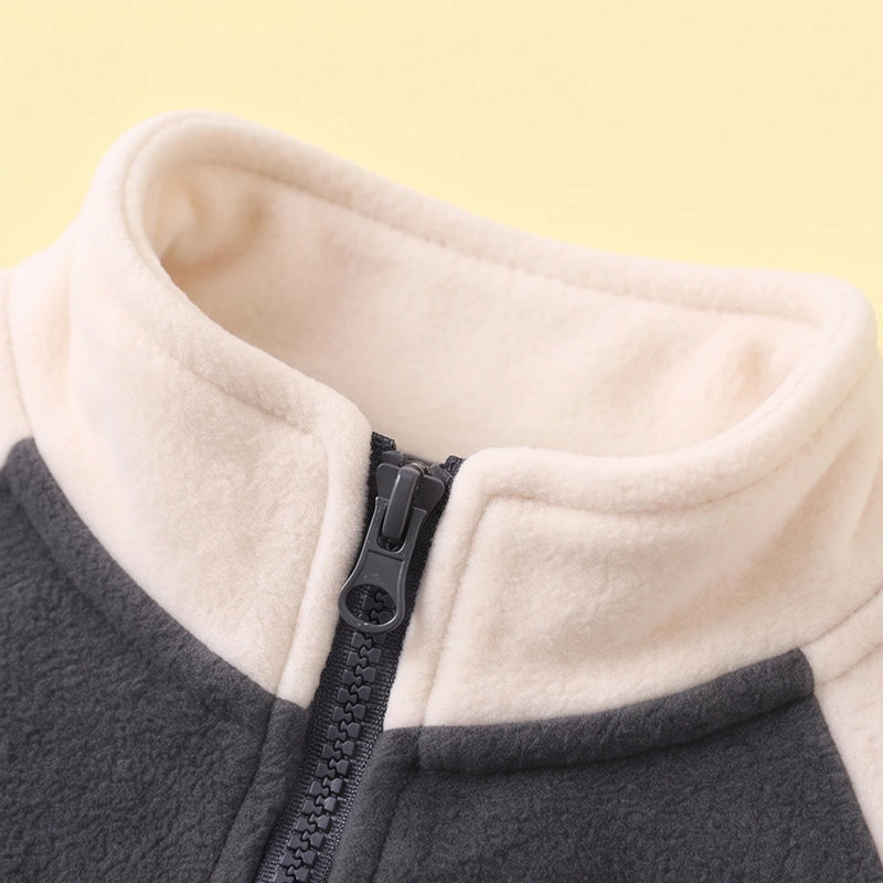 Boys Grey Colorblocked Long Sleeve Jacket Coats & Jackets