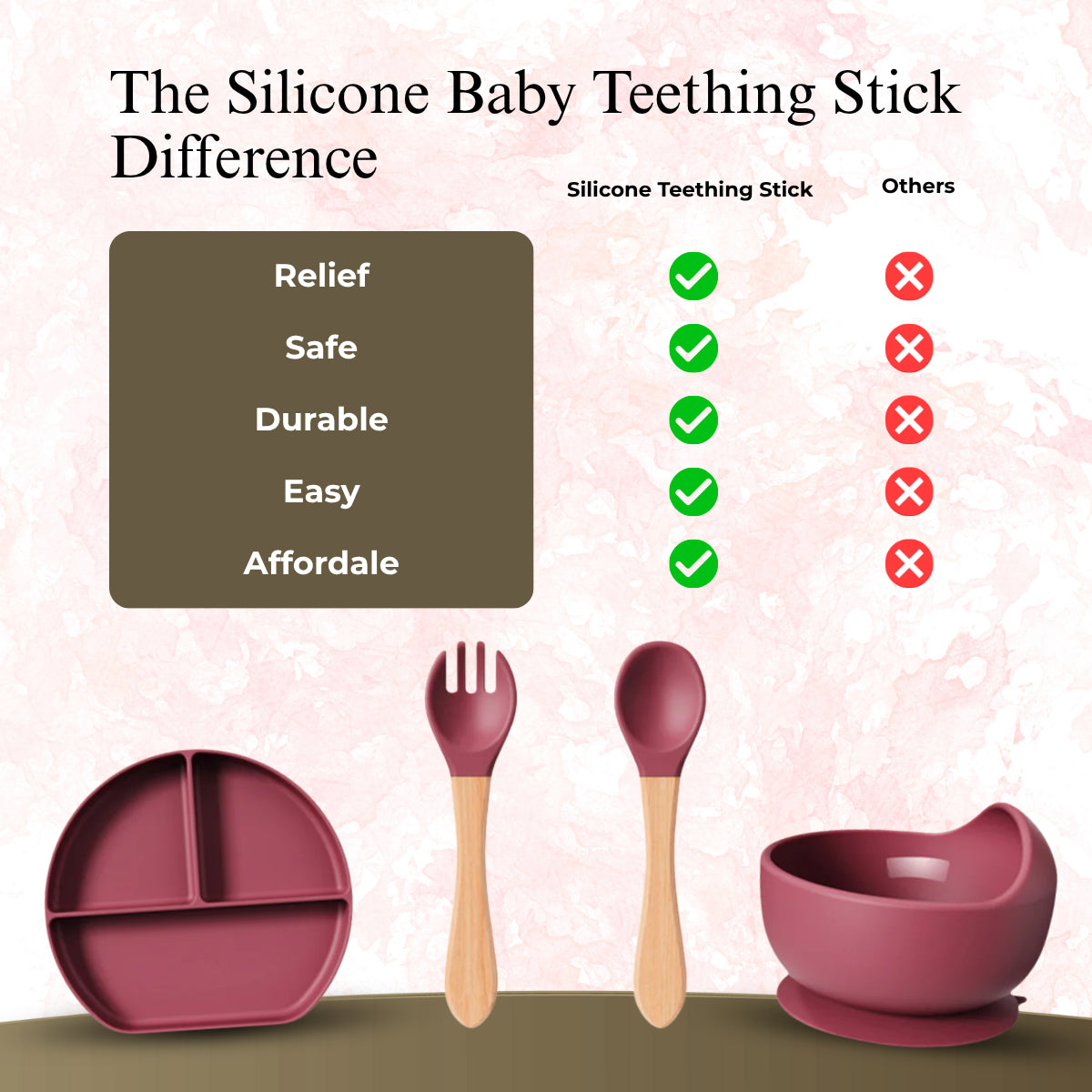 Baby Pink 6-Piece Silicone Feeding Set Trending Accessories