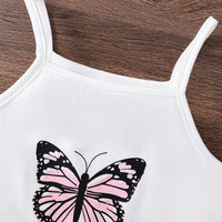 Girls Pink Short Sleeve Shrug With Cami Top & Butterfly Applique Skirt Sets 3 pc. Sets