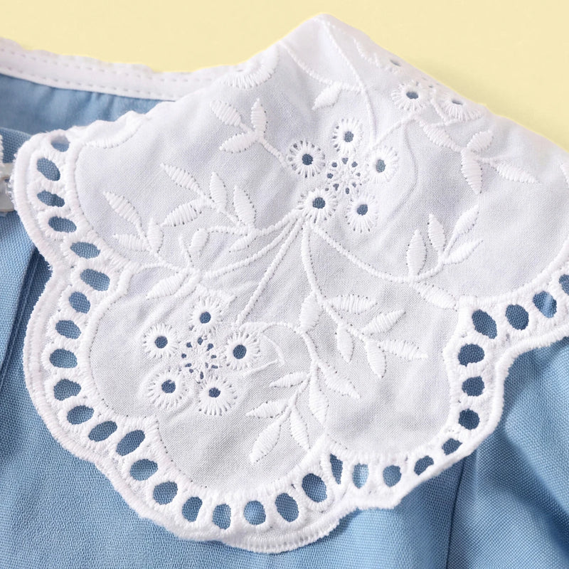 Girls Light Blue Short Sleeve Tiered Dress Casual Dresses