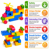 Multicolor 93 PCS Large Building Blocks Train Set for Kids Trending Accessories
