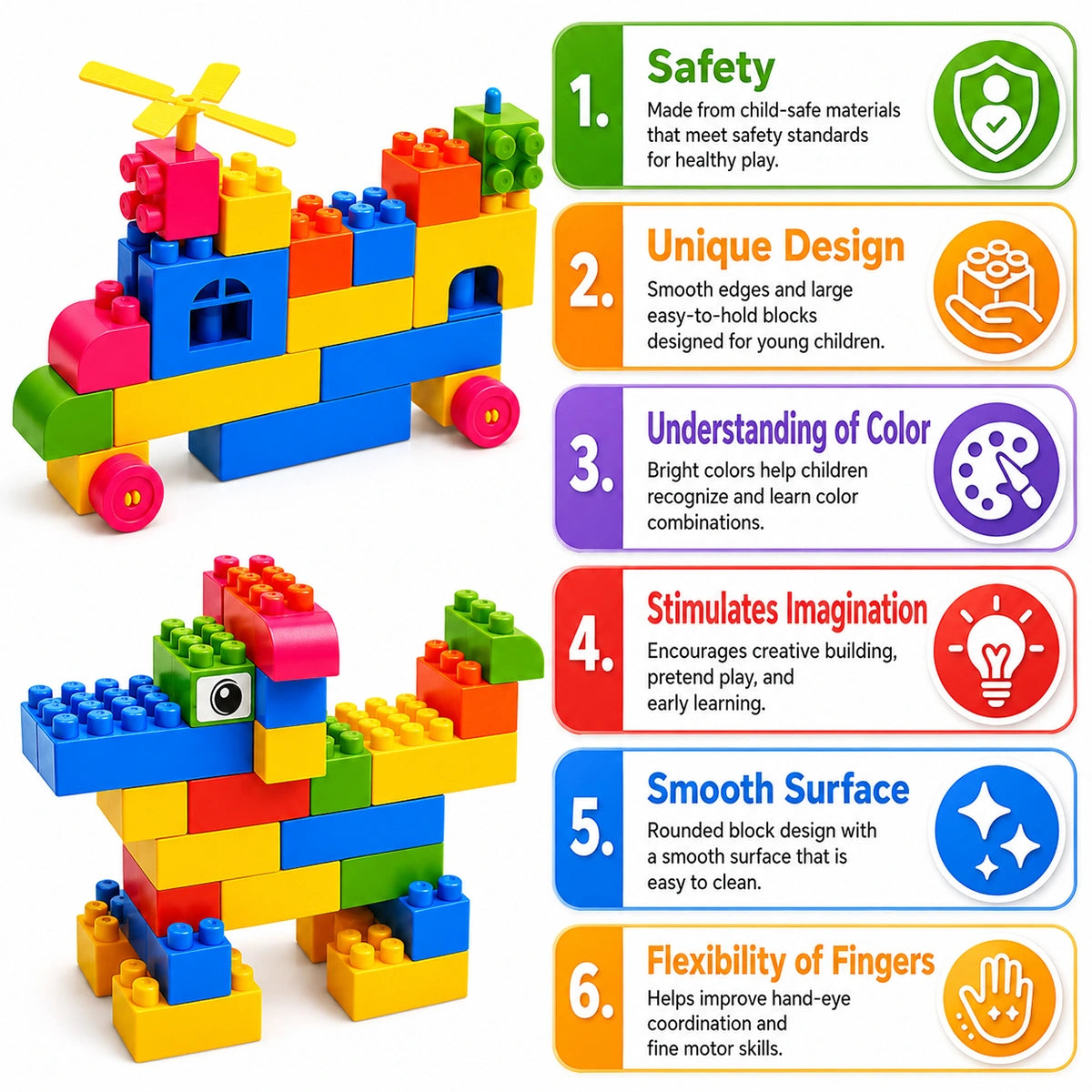 Multicolor 93 PCS Large Building Blocks Train Set for Kids Trending Accessories