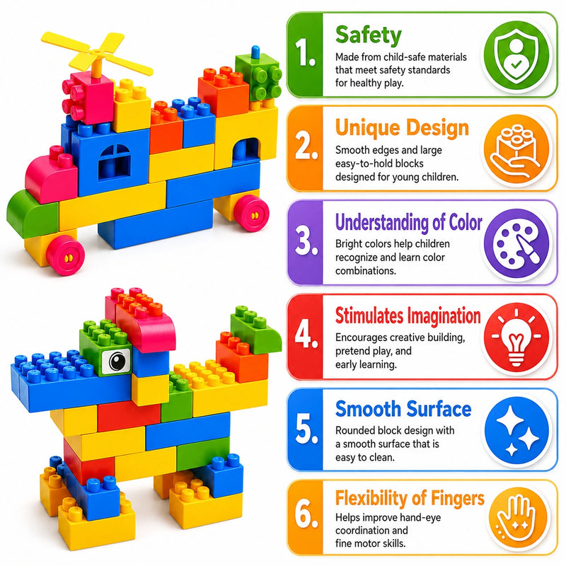 Multicolor 93 PCS Large Building Blocks Train Set for Kids Trending Accessories