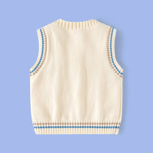Boys Cream Sleeveless Cable Knit Sweater Vest Sweaters & Cardigans