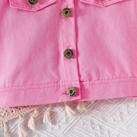 Girls Pink Self-Design Crop Length Top With Skirt Sets 2 pc. Sets