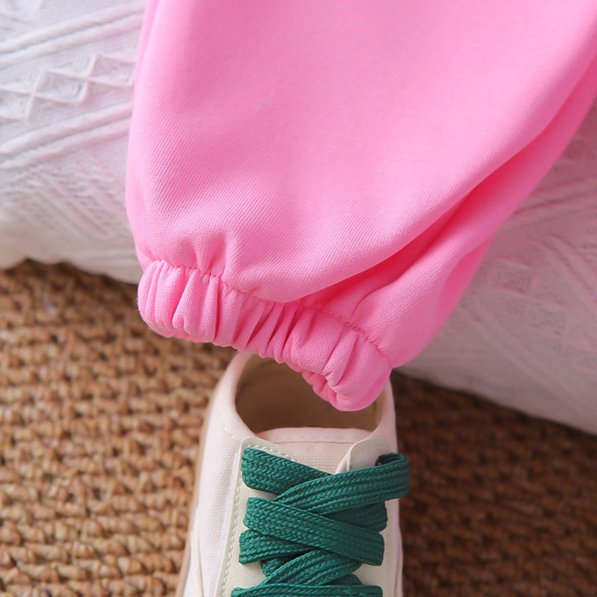 Girls Pink Solid Polo Neck Sweatshirt With Joggers Co-ord Set 2 pc. Sets