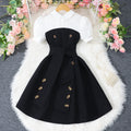 Girls Black Polo Neck Flared Dress with Wide Belt Casual Dresses Black 7-8 Y