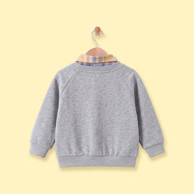 Boys Grey Bear Applique Raglan Sleeve Cardigan Sweaters & Cardigans