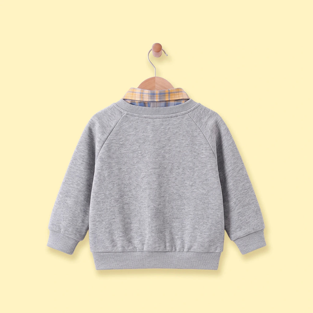 Boys Grey Bear Applique Raglan Sleeve Cardigan Sweaters & Cardigans