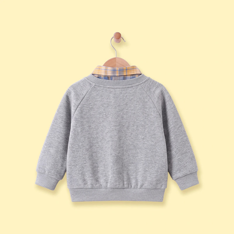 Boys Grey Bear Applique Raglan Sleeve Cardigan Sweaters & Cardigans
