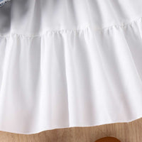 Girls Puff Sleeve Shirt Dress With Denim Vest Casual Dresses   