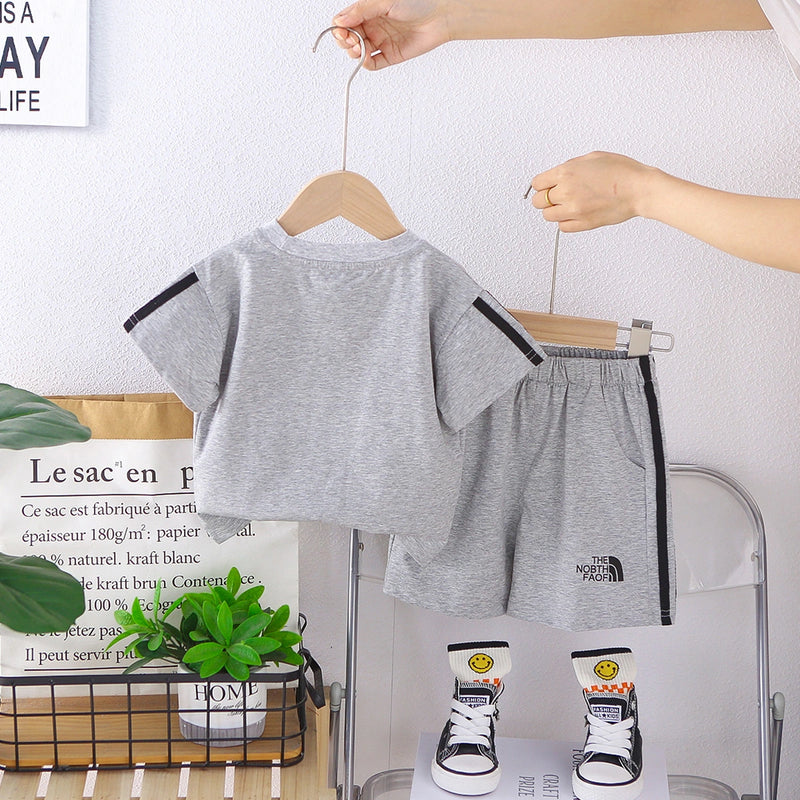 Boys Grey Typographic Print T-Shirt & Shorts Co-ord Sets Sets