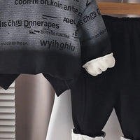 Boys Black Ombre Printed Hoodie With Jogger Sets Sets