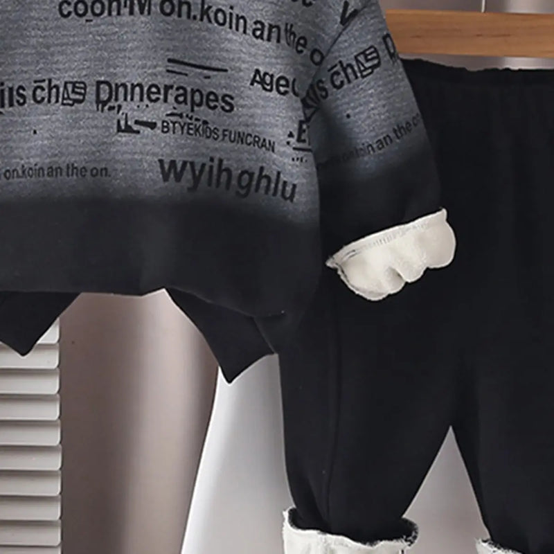 Boys Black Ombre Printed Hoodie With Jogger Sets Sets
