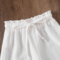 Girls White Rose Applique Sleeveless Top With Wide Leg Pants Sets 2 pc. Sets