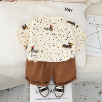 Boys Apricot Puppy Printed Short Sleeves T-Shirt With Shorts Set 2 pc. Sets