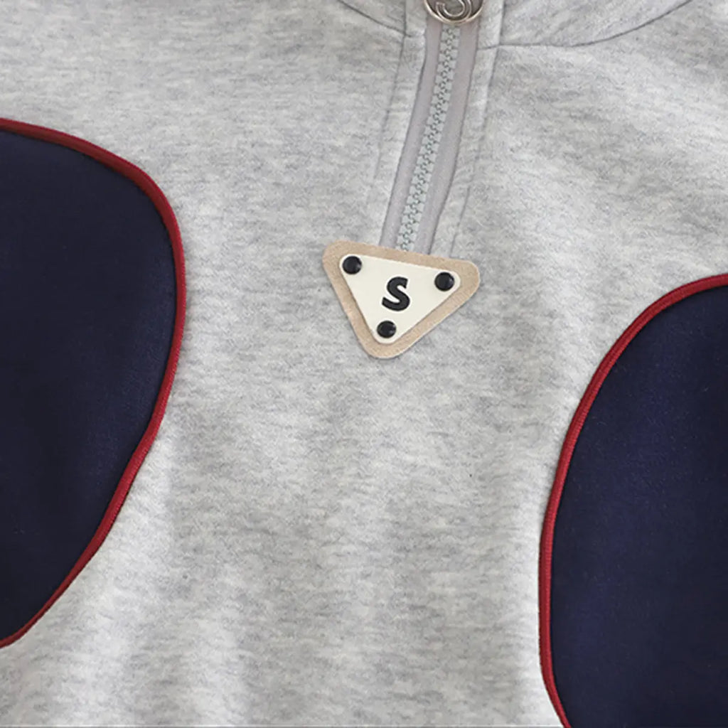 Boys Grey Color-blocked Sweatshirt With jogger Co-ord Sets Sets
