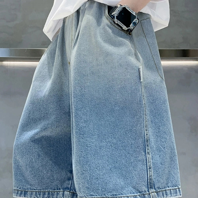 Boys Light Blue Elasticated Relaxed Fit Denim Shorts Shorts