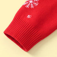 Boys Red Sweater With Cute Reindeer and Snowflake Design Sweaters & Cardigans