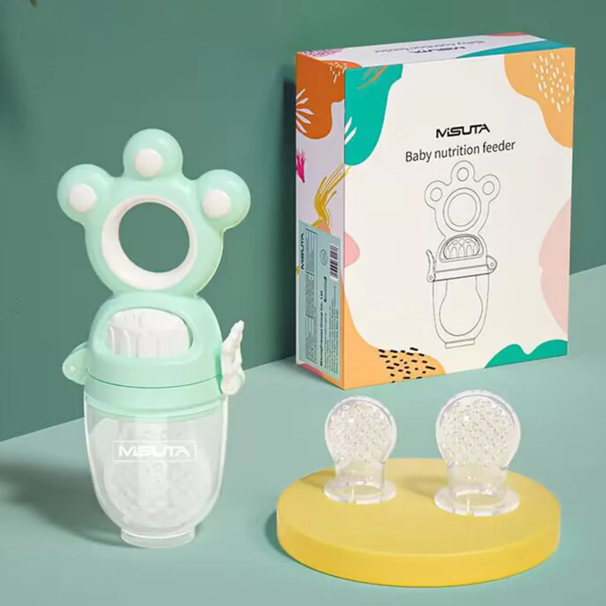 Baby Sea Green Fruit & Vegetable Silicone Teether Stick Trending Accessories Sea Green Onesize