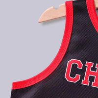 Boys Red Alphanumeric Printed Sleeveless T-Shirt With Shorts Set 2 pc. Sets