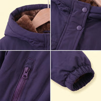 Girls Navy Blue Long Sleeve Hooded Zip-up Jacket Coats & Jackets