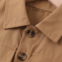 Girls Khaki Long Sleeves Shirt Dress Casual Dresses