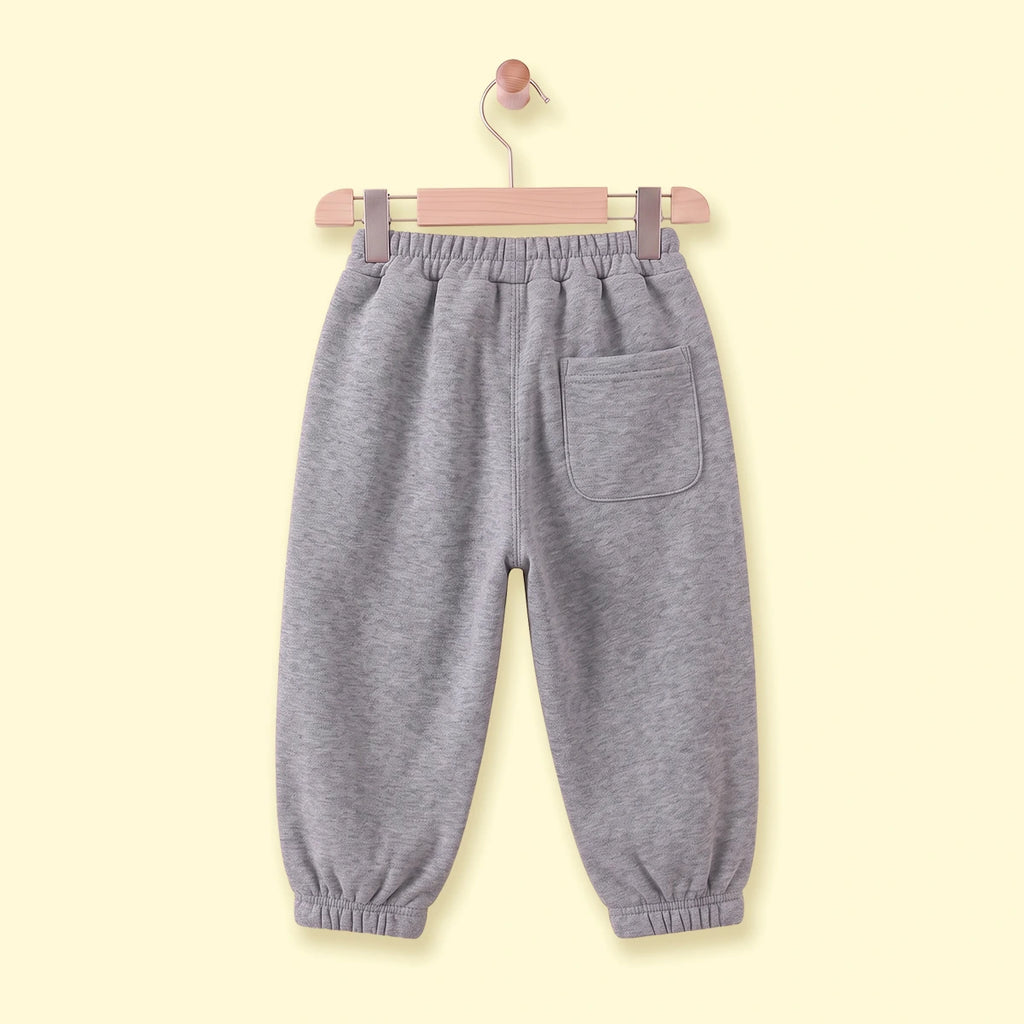 Boys Grey Bear Applique Jogger Joggers
