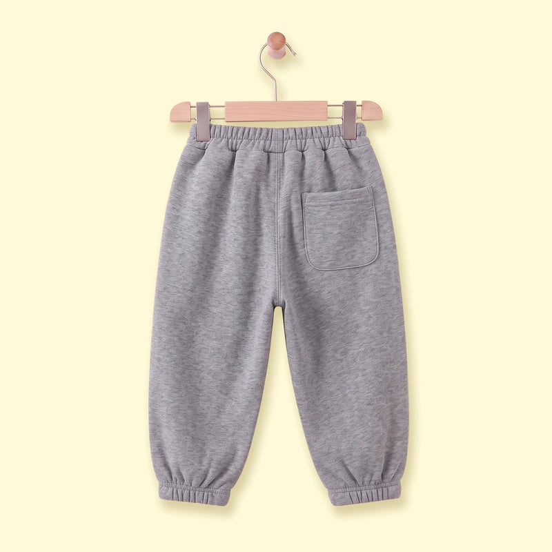 Boys Grey Bear Applique Jogger Joggers