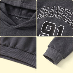 Boys Grey Typography Print Long Sleeve Hooded Sweatshirt Sweatshirts & Hoodies