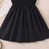Girls Black Solid Sleeveless Fit & Flare Dress Casual Dresses