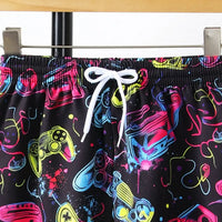 Boys Black Printed Shorts With Elasticated Waistband Shorts