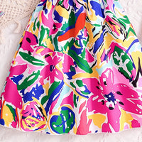 Girls Pink Floral Print Sleeveless Fit & Flare Dress Casual Dresses