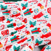 Girls White Christmas-themed Printed Fit & Flare Dress Casual Dresses