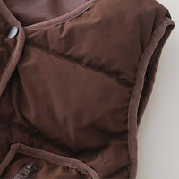 Boys Dark Brown Sleeveless Puffer Jacket Coats & Jackets