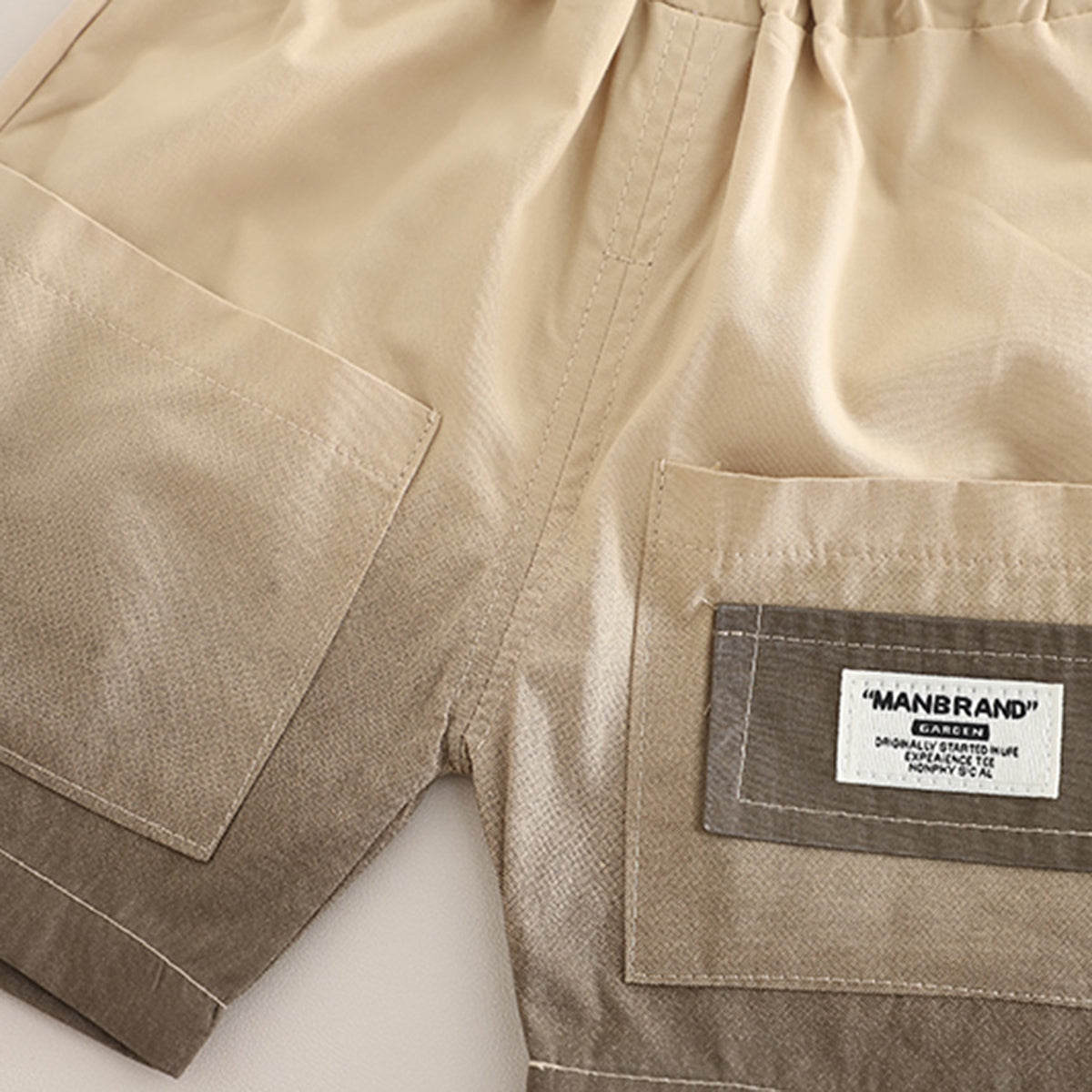 Boys Brown Ombre Dyed Short Sleeve Shirt With T-Shirt And Shorts Set 3 pc. Sets