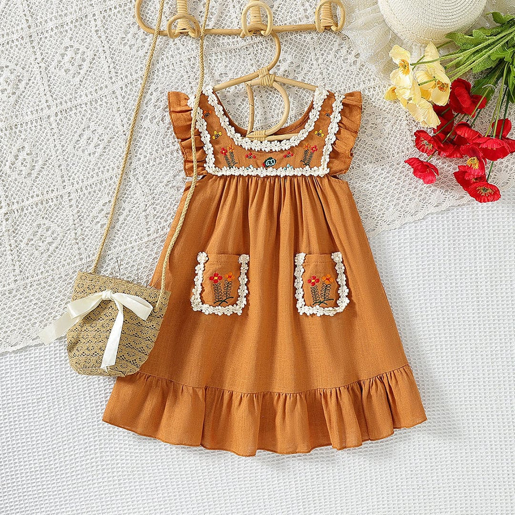 Girls Embroidered Lace Empire Line Dress