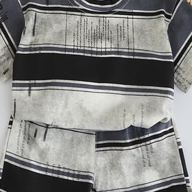 Boys Grey Striped Short Sleeves T-Shirt With Shorts Set 2 pc. Sets