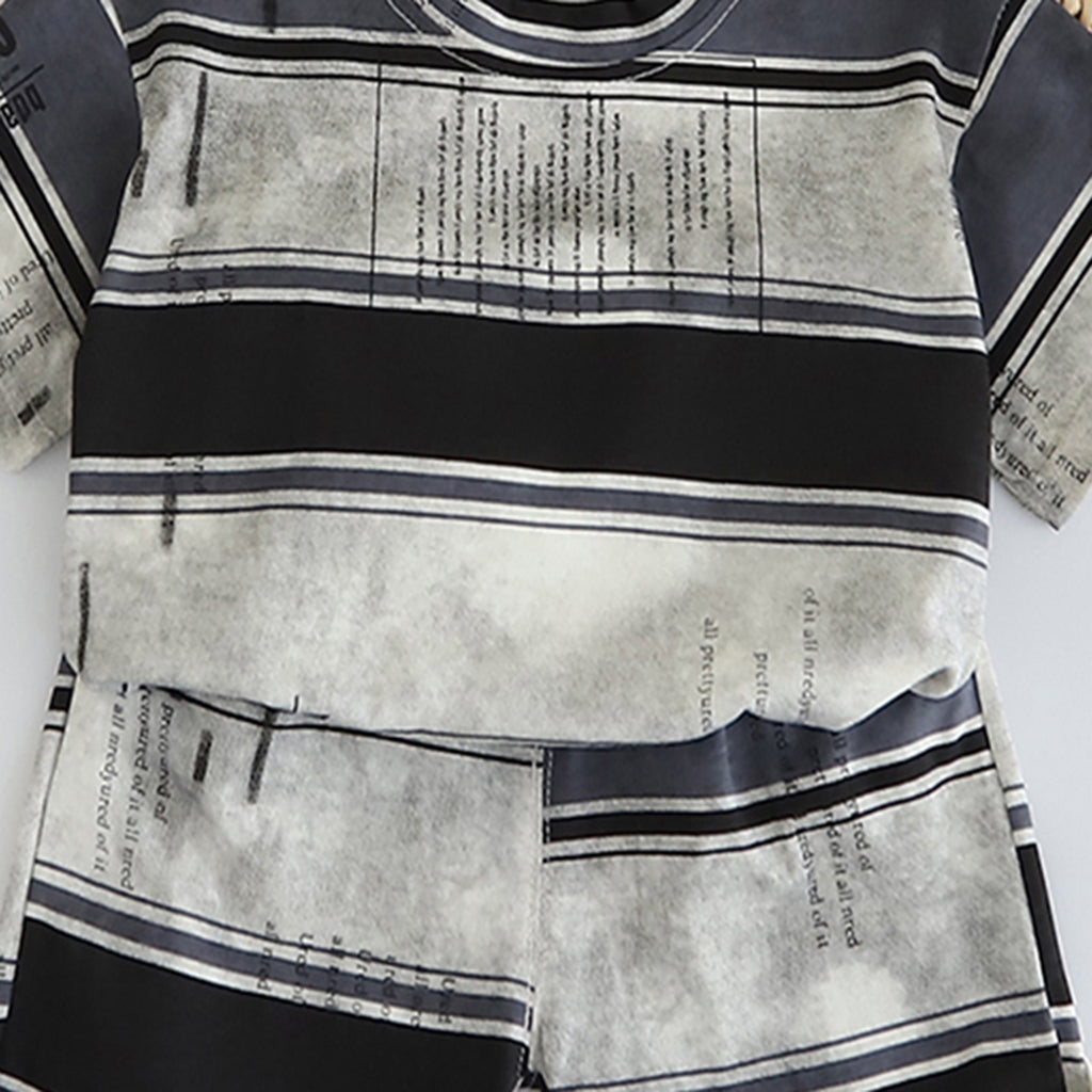 Boys Grey Striped Short Sleeves T-Shirt With Shorts Set 2 pc. Sets