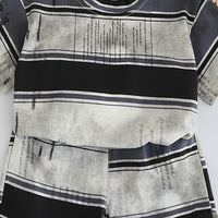 Boys Grey Striped Short Sleeves T-Shirt With Shorts Set 2 pc. Sets