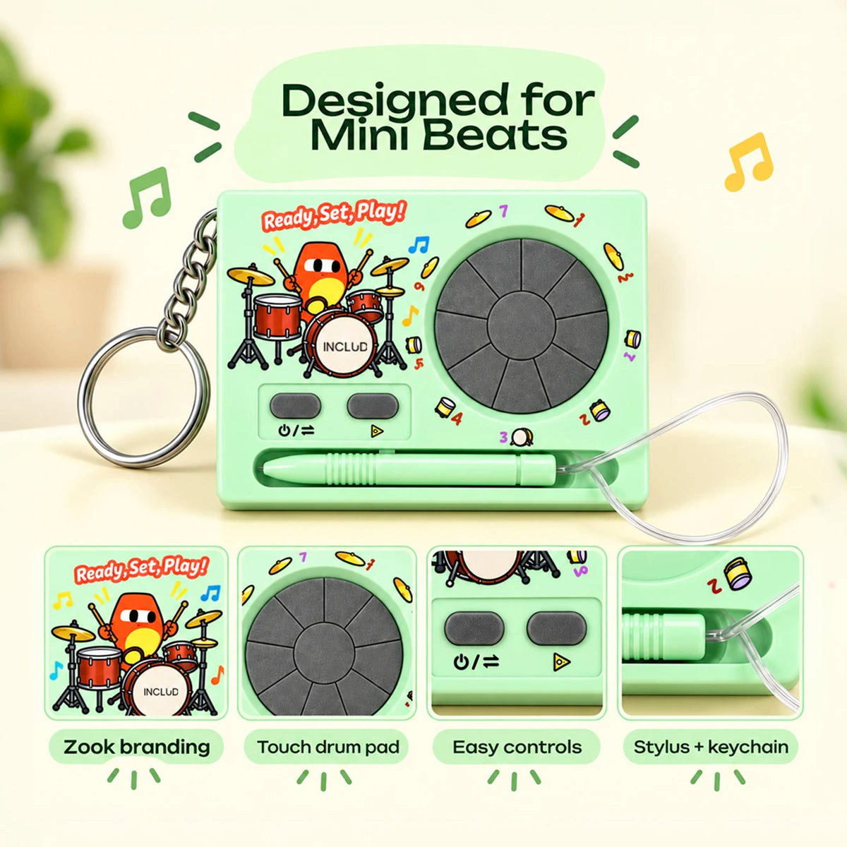 Mint Green Portable Electronic Musical keychain 1 Piece, Age 3 Years Plus Trending Accessories