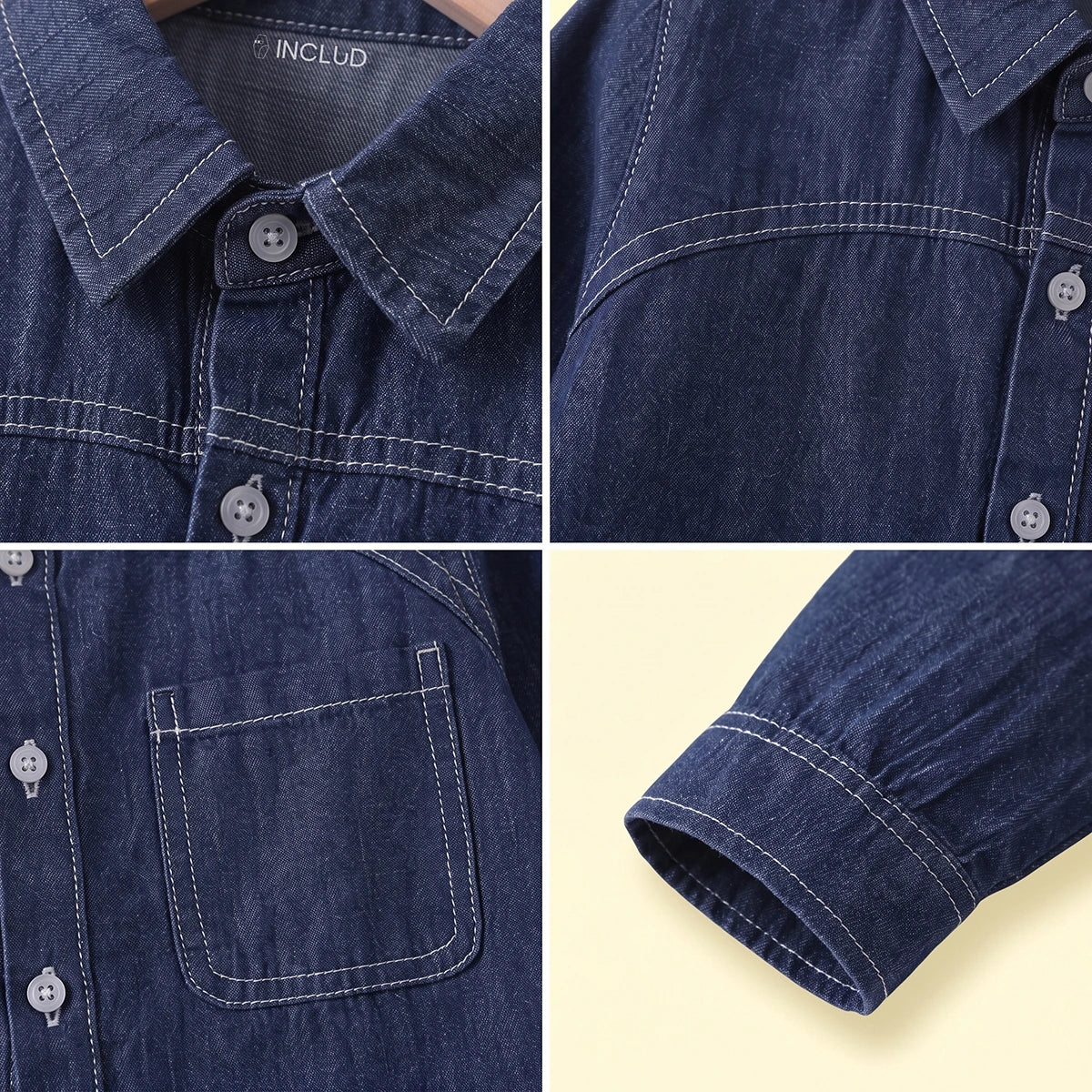 Boys Dark Blue Long Sleeve Denim Shirt Shirts
