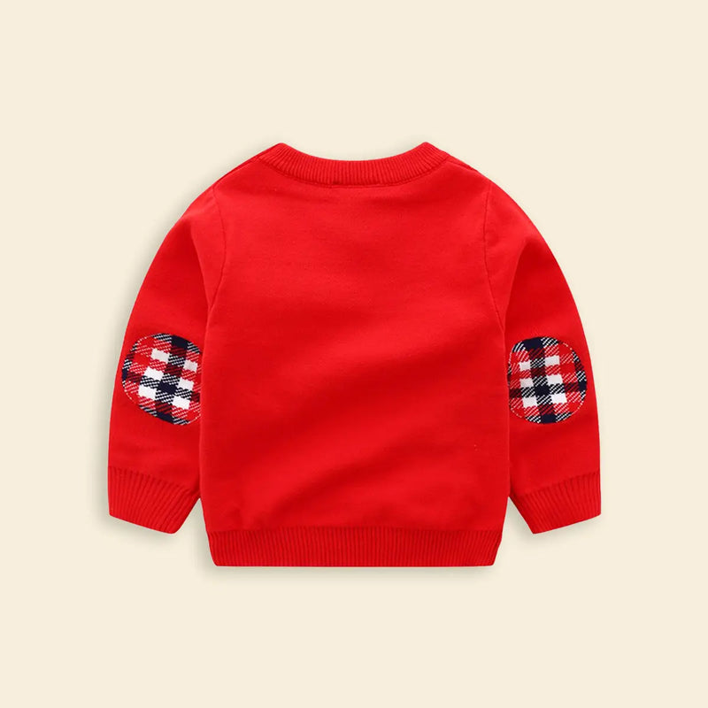 Boys Red Sweater With Cute Reindeer and Snowflake Design Sweaters & Cardigans
