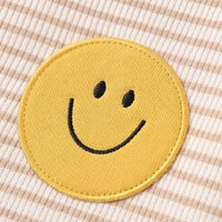 Girls Yellow Striped Smiley Printed Sweatshirt & Joggers Sets Sets