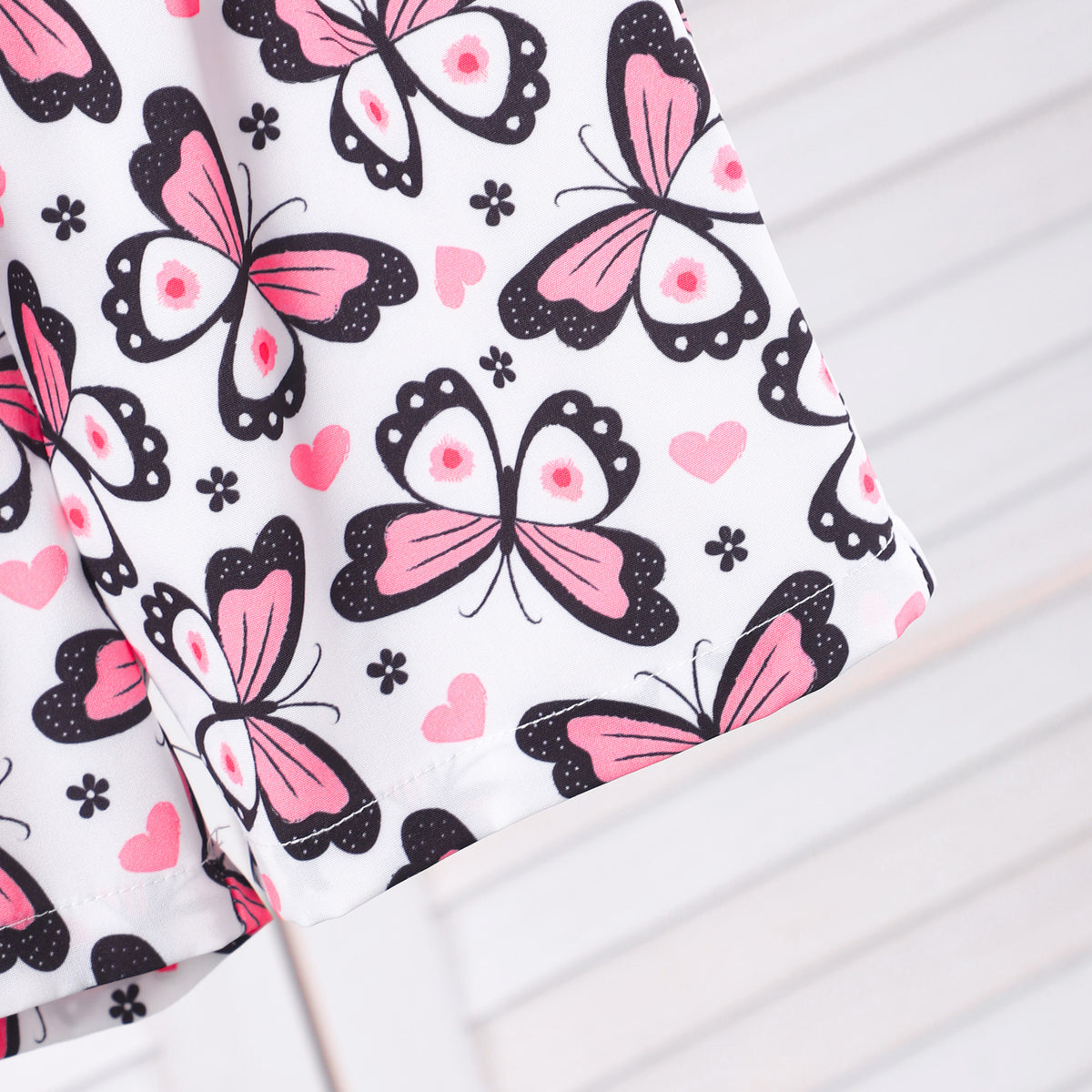 Girls Multicolor Butterfly Printed Shirt With Shorts Set 2 pc. Sets