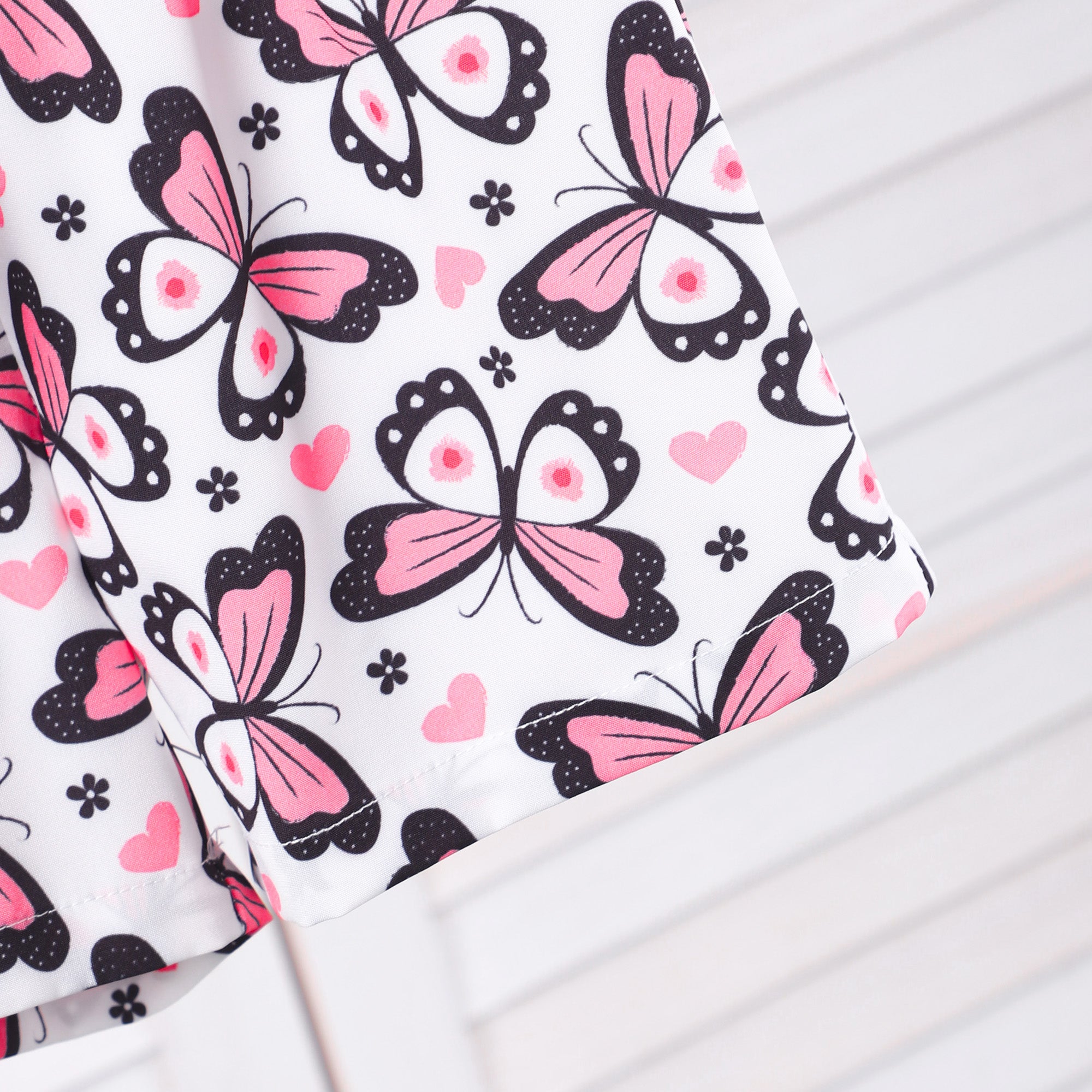 Girls Multicolor Butterfly Printed Shirt With Shorts Set 2 pc. Sets